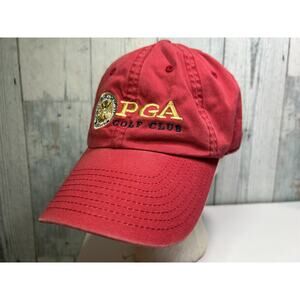PGA Golf Club Red Adjustable Strapback Baseball Cap Golf Hat